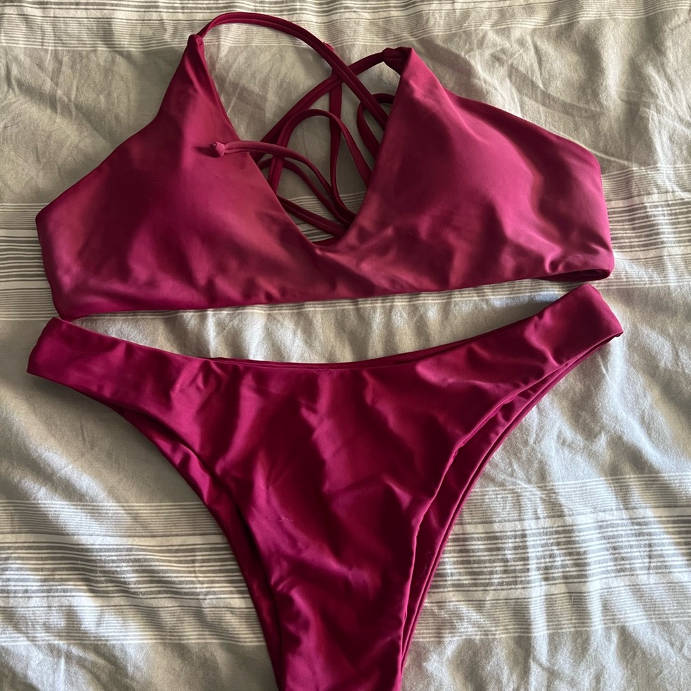 Zaful - Women's Burgundy Bikini Set